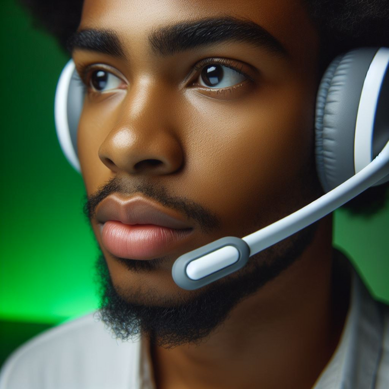 Close up image of a Somali man wearing a headphone