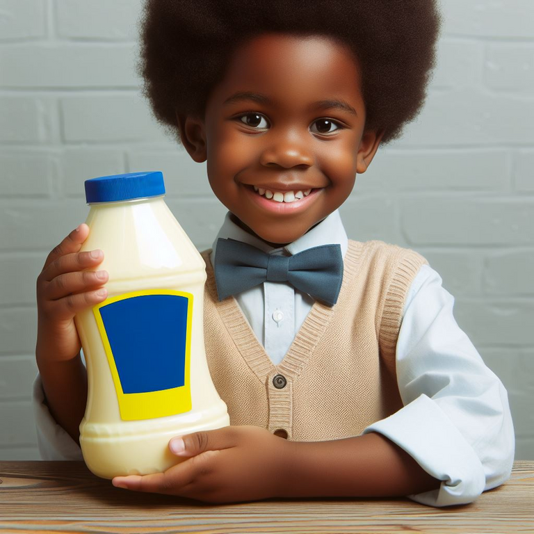 Young Somali boy holding a bottle of mayonnaise - Category image for iBuySom mayonnaise collection