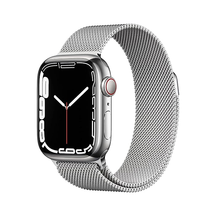 309.0 mAh Watch Series 7 GPS + Cellular 41mm Stainless Steel Case With Milanese Loop Silver