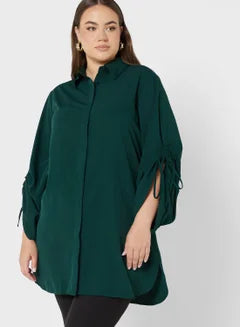 Ruched Sleeve Longline Shirt