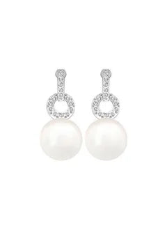 Duplex Crystal And Pearl Pendant Earrings