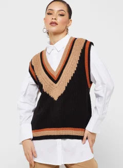 V-Neck Color Block Sweater