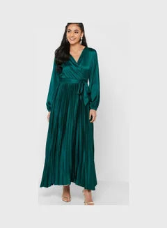 Pleated Dress Green