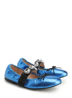 Women's Leather Flat Flatform Ballet Flats Flexible construction Blue