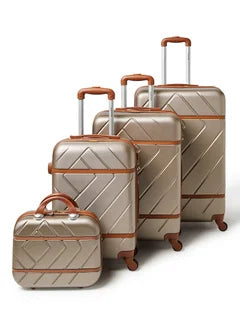 4 Piece Hardside Luggage Travel Trolley Bag Set Champagne