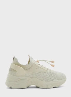 Total Sand Pu Lace-Up Chunky Sneakers