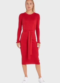 Ribbed Tie Detail Dress