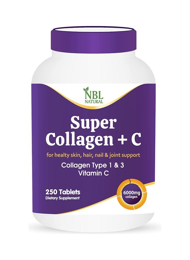 Super Collagen With Vitamin C for Hair, Skin, Nails & Joints – 6000MG - 250 Tablets