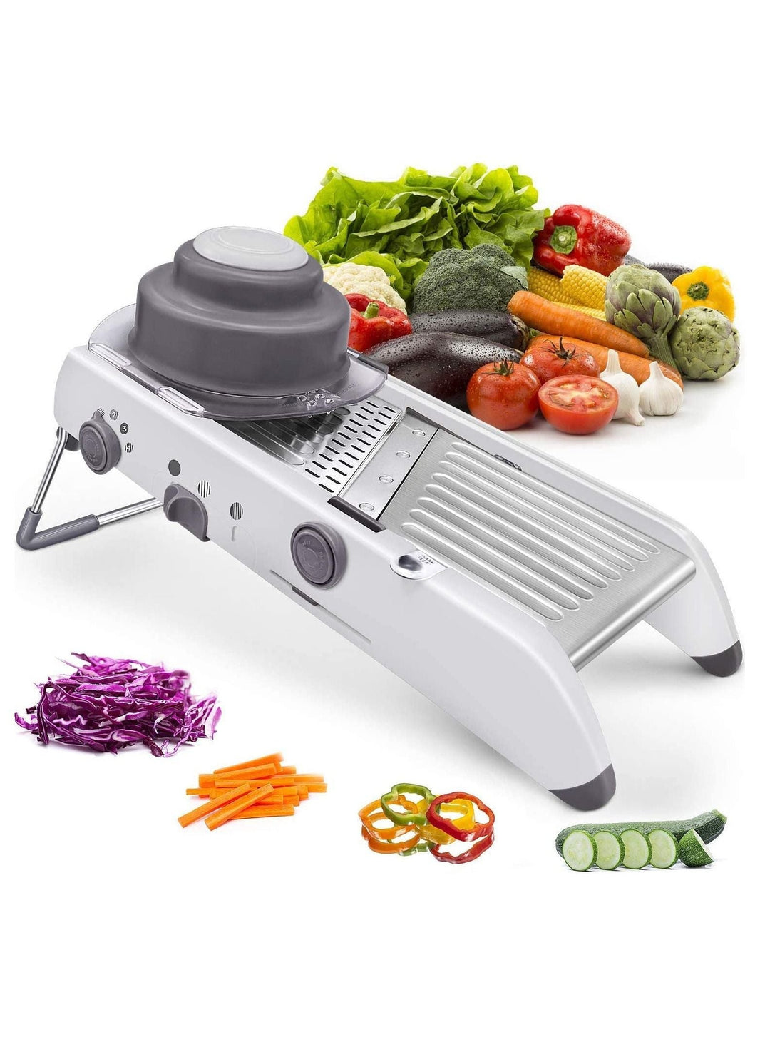 Kitchen Mandolin Slicer 18 Types Food Slicer Mandolin Stainless Steel Adjustable Thickness Vegetable Chopper Potato Cheese Fruit Vegetable Onion Chopper Shredder Waffle Fryer