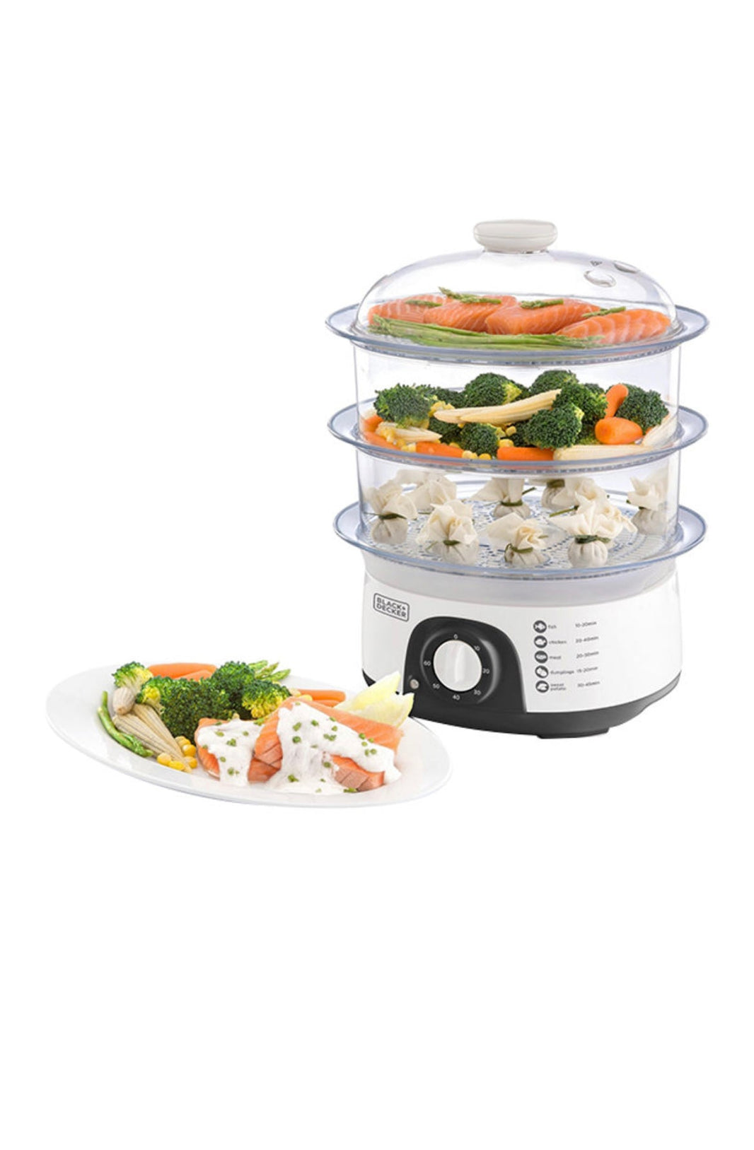 Black+decker Food Steamer With 3 Tier And Timer 775 W