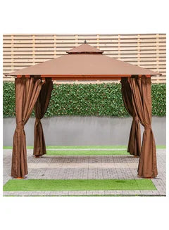Forestory Gazebo Aluminium Frame Patio Tent Canopy For Garden Brown 300x300 cm