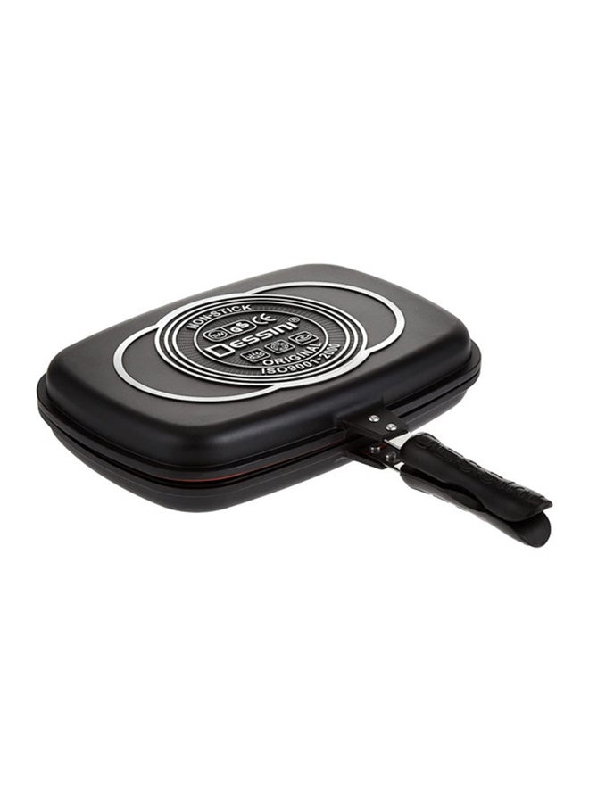 Double Side Die Casting Grill Pan Black/Silver 36centimeter