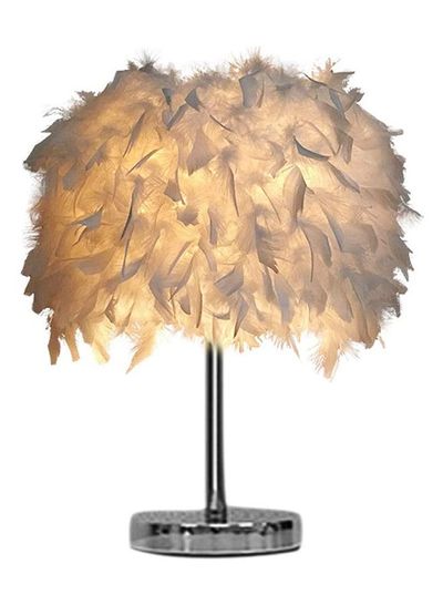East Lady Handmade Feather LED Table Lamp White/Silver 13x13x24cm