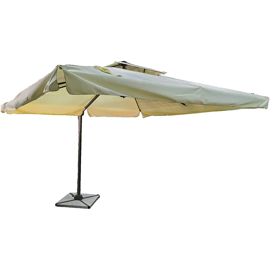 Outdoor Aluminium Umbrella with Marble Base, Beige