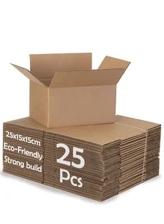 [25 Pack] Brown Carton 25x15x15 cm Moving Boxes Cardboard Boxes Large Shipping Box Double Wall Shipping Box Mailing Boxes Recyclable Corrugated Cardboard Shipping Box for Packaging Storage Box