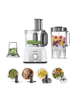 Food Processor Multi-Functional With 2 Stainless Steel Disks, Blender, Grinder Mill, Whisk, Dough Maker 3 L 1000 W FDP65.400WH, FDP65.450 white