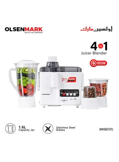 4-In-1 Food Processor (Juicer, Grinder, And Multifunctional Blender) 650 W OMSB2137J White