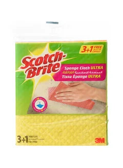 Scotch Brite Sponge Cloth Ultra, Pack Of 3+1 Free Multicolour