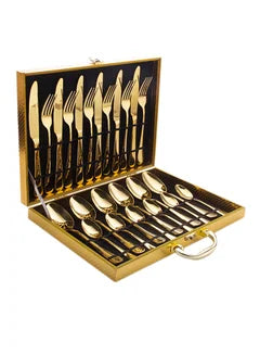 24-Piece Stainless Steel Cutlery Set Golden