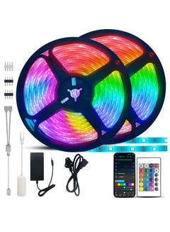 2pcs 5M Smart Bluetooth LED Strip Light 10M RGB Sync to Music Light Remote Control Colorful Rope Lighting for Home Decor Kitchen Bedroom Hotel Outdoor Bar Garden Desktop Decoration