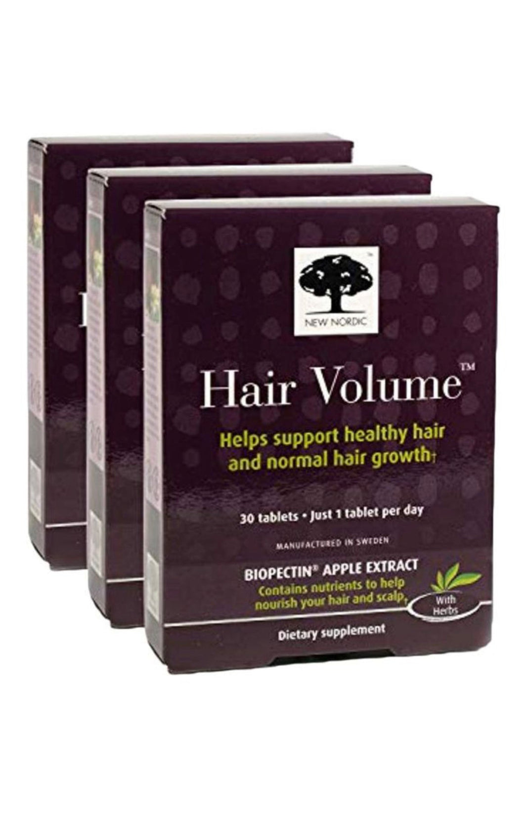 New Nordic Pack Of 3 Hair Volume Dietary Supplement With Apple Extract – 30 Capsules