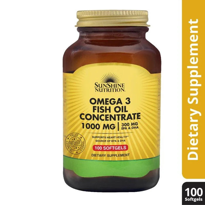 Sunshine Nutrition Omega 3 Fish Oil Concentrate 1000mg 100 Softgels BUY 1 GET 1 (Copy)