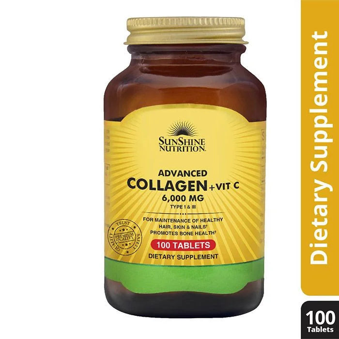 Sunshine Nutrition Advanced Collagen + Vitamin C 100 Tablets Buy 1 Get 1