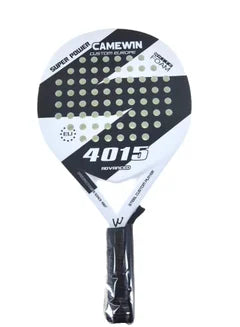 Padel Tennis Racket Carbon Fiber Diamond Shape with Bag Included - White and Black