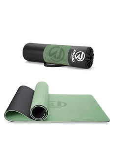 Thick Yoga Mat 8mm - Knees Supportive Exercise Mat - for Yoga, Pilates, Fitness Exercises and Home Exercise Fitness Mat - Non-Slip Yoga Gym Mat With Carrying Bag - 183*66cm (Green/Black)