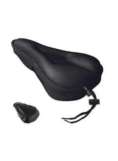 Gel Bike Seat Cover - Extra Soft Gel Bicycle Seat Cushion - Bike Saddle Cushion with Water Dust Resistant Cover, for Exercise Spinning Bikes, Mountain Bikes(Black)