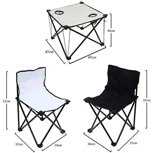 Yatai Folding Table with 2 Folding Chairs with Carry Bag