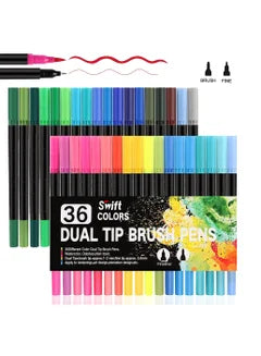 36 Pcs Dual Tip Brush Markers Pens for Coloring, Fine Art Markers for Kids Adult Coloring Books Bullet Journal Note Taking Lettering Drawing Craft Supplies