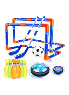 4 in 1 Rechargeable Floating Air Soccer Hover Hockey Soccer Set with Bowling Ball and Star Light