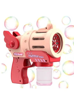 Bubble Guns for Kids Outdoor Portable Toys with 1 Bottles of Refill Solution Red