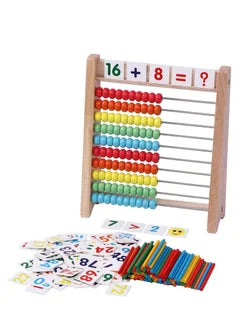 Wooden Abacus for Kids, Math Beads with 100 Counting Sticks and 110 Math Toys Cards, Educational Math Games Preschool Learning Toys, Math Manipulatives for Elementary 1st 2nd Grade