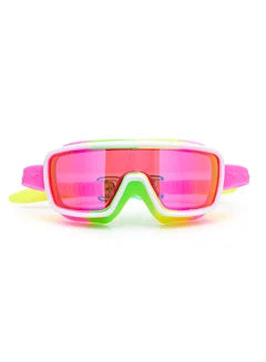 Multicolor Melon Chromatic Kids Swimming Goggles - Ages 5+ - Anti Fog, No Leak, Non Slip, UV Protection - Hard Travel Case - Lead and Latex Free