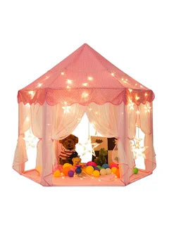 Princess Castle Play House Game Tent With Star Lights 140x140x135cm