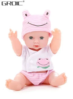 11-Inch Soft Body Baby Doll, Reborn Baby Dolls Lifelike Newborn Dolls, 3D Simulation Collection Baby Doll with Pink Cloths, Little Interactive Dolls with 4 Emotions Baby Sounds