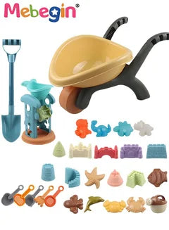 28 Pieces Beach Toys with Sand Bucket Hourglass Dump Truck and Shovels Sand Molds Kids Beach Toys Beach Sand Pails for Beach Travel, Sand Toys Outdoor Tool Kit for Kids for Kids and Toddlers