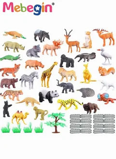 Wild Animal Toy Figure Play Set for Kids Pack of 53 Mini Jungle Animal Toy Set