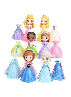 6-Piece Princess Dolls And Dresses Set In Vibrant Colors For Kids Upto 3+ Years 7x8x10cm